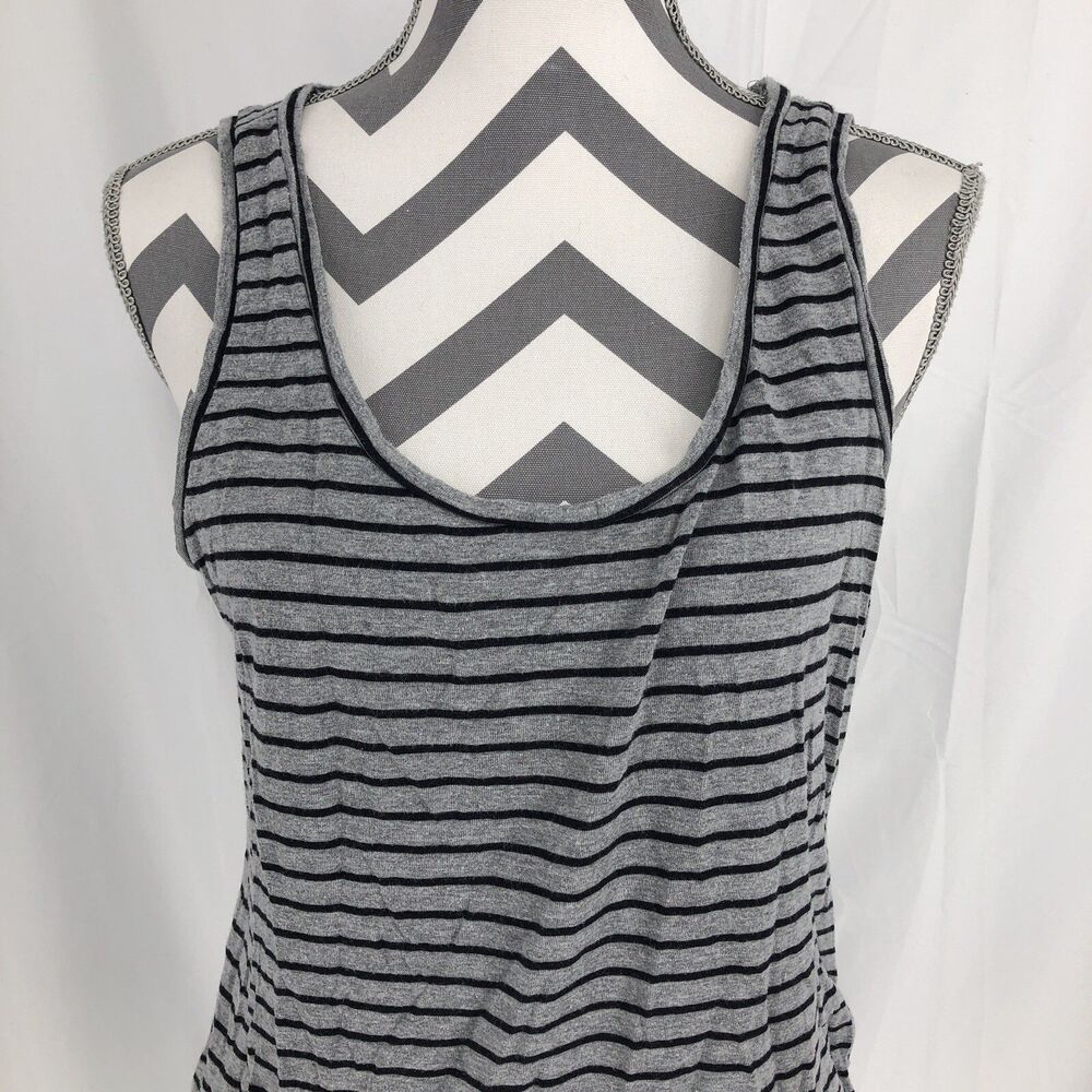Motherhood Maternity Gray Black Striped Scoop Neck Tunic Tank Top Large